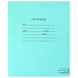 Тетрадь ЗЕЛЁНАЯ обложка 12 л., частая косая линия с полями, офсет, "ПЗБМ", 018244 - фото 10996511