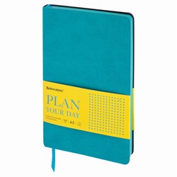 Ежедневник недатированный А5 (138х213 мм) BRAUBERG "Stylish", кожзам, гибкий, 160 л., бирюзовый, 111862 - фото 11000688