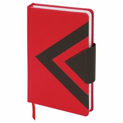 Ежедневник недатированный А5 138x213 мм BRAUBERG "Waves" под кожу, застежка 160 л., красный/черный, 111874 - фото 11000819