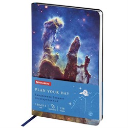 Ежедневник недатированный А5 (138х213 мм), BRAUBERG VISTA, под кожу, гибкий, 136 л., "SpaceX", 111994 - фото 11001331