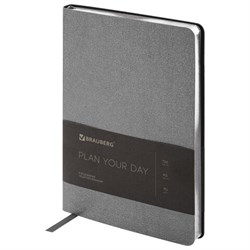 Ежедневник недатированный А5 138х213 мм BRAUBERG "Metallic", под кожу, 136 л., гибкий, серебряный, 113377 - фото 11008113