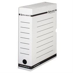 Короб архивный с клапаном А4 (260х325 мм), 75 мм, до 700 листов, плотный, микрогофрокартон, БЕЛЫЙ, BRAUBERG, 121485 - фото 11010045