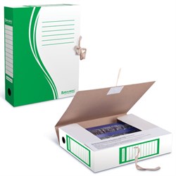 Папка архивная с завязками А4 (325х260 мм), 75 мм, до 700 листов, плотная, микрогофрокартон, ЗЕЛЕНАЯ, BRAUBERG, 124851 - фото 11011822