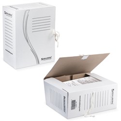 Папка архивная с завязками А4(325х260 мм), 150 мм, до 1400 листов, плотная, микрогофрокартон, БЕЛАЯ, BRAUBERG, 126513 - фото 11012954