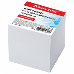 Блок для записей BRAUBERG проклеенный, куб 9х9х9 см, белый, белизна 95-98%, 129203 - фото 11015528