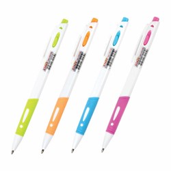 Ручка шариковая автоматическая с грипом STAFF "BP-16 White", СИНЯЯ, ассорти, линия письма 0,35 мм, 143749 - фото 11027798