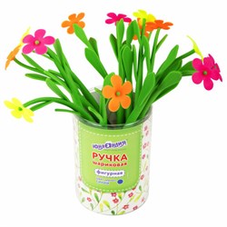 Ручка фигурная шариковая ЮНЛАНДИЯ "Цветочек", мягкий силиконовый корпус, ассорти, СИНЯЯ, пишущий узел 0,7 мм, 143779 - фото 11028043