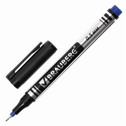 Маркер перманентный BRAUBERG "Jet", СИНИЙ, супертонкий металлический наконечник 0,5 мм, 150508 - фото 11029090