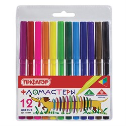 Фломастеры ПИФАГОР "Веселая такса", 12 цветов, вентилируемый колпачок, 151397 - фото 11031050