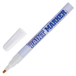 Маркер-краска лаковый (paint marker) MUNHWA "Slim", 2 мм, БЕЛЫЙ, нитро-основа, алюминиевый корпус, SPM-05 - фото 11031595
