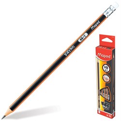 Набор карандашей чернографитных MAPED (Франция), 12 шт., "Black Pep's", HB, трехгранные, с резинкой, 851721 - фото 11037876