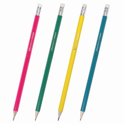 Карандаш чернографитный BRAUBERG, 1 шт., "Fluor", НВ, с ластиком, корпус неоновый ассорти, заточенный, 180613 - фото 11037899