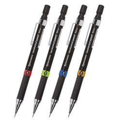 Карандаш механический 0,5 мм, BRAUBERG "Ring", ластик, корпус черный, детали ассорти, 181418 - фото 11039113