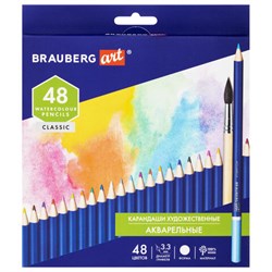 Карандаши художественные цветные акварельные BRAUBERG ART CLASSIC, 48 цветов, грифель 3,3 мм, 181532 - фото 11039633