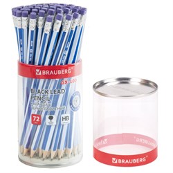 Карандаш чернографитный BRAUBERG "GX-100", 1 шт., HB, с ластиком, корпус синий, 181720 - фото 11040903