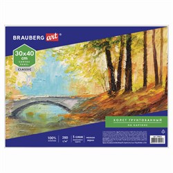 Холст на картоне BRAUBERG ART CLASSIC, 30х40 см, грунтованный, 100% хлопок, мелкое зерно, 190621 - фото 11042016