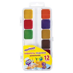 Краски акварельные ЮНЛАНДИЯ "ШКОЛЬНЫЕ", медовые, 12 цветов, КЛАССИЧЕСКИЕ, пластик, 191529 - фото 11044127