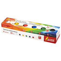 Краски акриловые для рисования и хобби ОСТРОВ СОКРОВИЩ 6 цветов по 25 мл, 191688 - фото 11045059