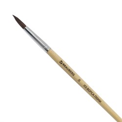 Кисть BRAUBERG, пони, круглая, № 8, 200194 - фото 11045740