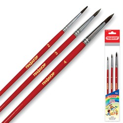 Кисти ПИФАГОР, набор 3 шт. (ПОНИ: круглые № 2, 3, 4), пакет с европодвесом, 200227 - фото 11045914