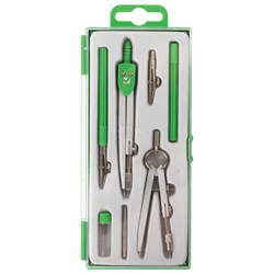 Готовальня BRAUBERG "Klasse", 7 предметов: циркуль+кронциркуль, рейсфедер + держатель, 2 вставки, грифель, 210344 - фото 11047797