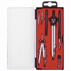 Готовальня BRAUBERG "Architect", 7 предметов: циркуль + кронциркуль с рейсфедором, рейсфедер + держатель, 2 вставки, грифель, 210346 - фото 11047815