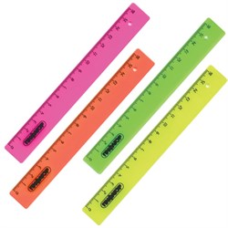 Линейка пластиковая 16 см, ПИФАГОР, неоновая, ассорти, 210603 - фото 11048106