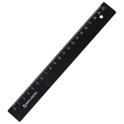 Линейка пластиковая 20 см, BRAUBERG, черная, 210607 - фото 11048127