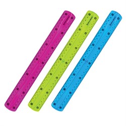 Линейка 30 см гибкая BRAUBERG "FLEX", пластиковая, ассорти, европодвес, 210675 - фото 11048431