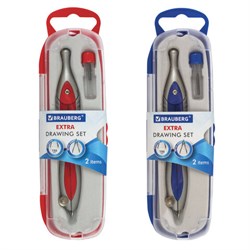 Готовальня BRAUBERG "Extra", 2 предмета (циркуль 125 мм, грифель), в пенале, 210684 - фото 11048521