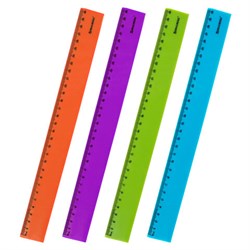 Линейка пластиковая 30 см BRAUBERG "NEON", ассорти, пакет, 210751 - фото 11048752