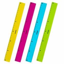 Линейка пластиковая 30 см ЮНЛАНДИЯ "Color", тонированная, ассорти, 210754 - фото 11048782