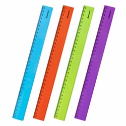 Линейка пластиковая 30 см BRAUBERG "FRUITY", тонированная, ассорти, 210767 - фото 11048866