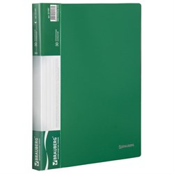 Папка 30 вкладышей BRAUBERG стандарт, зеленая, 0,6 мм, 221597 - фото 11050164