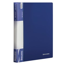 Папка 30 вкладышей BRAUBERG стандарт, синяя, 0,6 мм, 221599 - фото 11050180