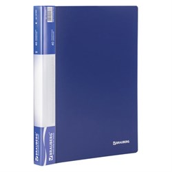 Папка 40 вкладышей BRAUBERG стандарт, синяя, 0,7 мм, 221603 - фото 11050212