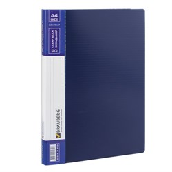 Папка 20 вкладышей BRAUBERG "Contract", синяя, вкладыши-антиблик, 0,7 мм, бизнес-класс, 221772 - фото 11050615