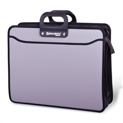 Папка-портфель пластиковая БОЛЬШОГО ФОРМАТА BRAUBERG "ПОРТФОЛИО", А3 (470х380х130 мм), 3 отделения, серая, 223080 - фото 11052273