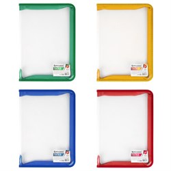 Папка на молнии пластиковая BRAUBERG "Диагональ", А4, 325х230 мм, прозрачная, молния ассорти, 224052 - фото 11053139