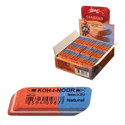 Ластик KOH-I-NOOR 6521/80, 42х14х8 мм, красно-синий, прямоугольный, скошенные края, натуральный каучук, 6521080006KDRU - фото 11053263