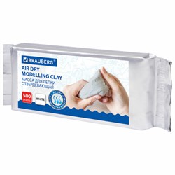 Паста (масса) для лепки BRAUBERG, самозатвердевающая, 500 г, натуральный белый, ВЫСШЕЕ КАЧЕСТВО, 224443 - фото 11053408