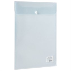 Папка-конверт с кнопкой BRAUBERG, вертикальная, А4, до 100 листов, прозрачная, 0,15 мм, 224978 - фото 11054403