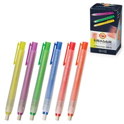 Ластик выдвижной KOH-I-NOOR, 132х15х15 мм, белый, пластиковый держатель ассорти, натуральный каучук, 9736000002PS - фото 11055170