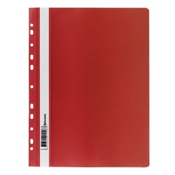 Скоросшиватель пластиковый с перфорацией BRAUBERG, А4, 140/180 мкм, красный, 226582 - фото 11057058