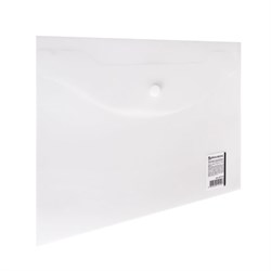 Папка-конверт с кнопкой МАЛОГО ФОРМАТА (240х190 мм), А5, матовая прозрачная, 0,18 мм, BRAUBERG, 227314 - фото 11058963