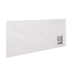 Папка-конверт с кнопкой МАЛОГО ФОРМАТА (250х135 мм), матовая прозрачная, 0,18 мм, BRAUBERG, 227316 - фото 11058980