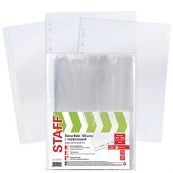 Папки-файлы перфорированные А4 STAFF "ЭКОНОМ", КОМПЛЕКТ 100 шт., гладкие, 22 - 25 мкм, 227374 - фото 11059075