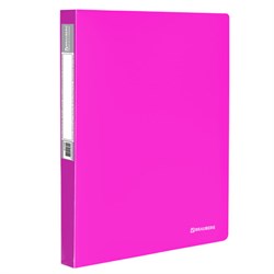 Папка на 2 кольцах BRAUBERG "Neon", 25 мм, внутренний карман, неоновая розовая, до 170 листов, 0,7 мм, 227458 - фото 11059468