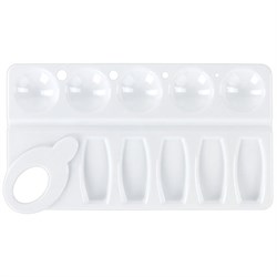 Палитра для рисования ПИФАГОР белая, пластиковая, прямоугольная, 10 ячеек, 227809 - фото 11060735