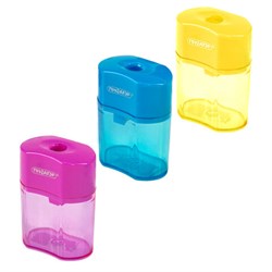 Точилка ПИФАГОР "Ergo", с контейнером, пластиковая, корпус ассорти, 228437 - фото 11062383